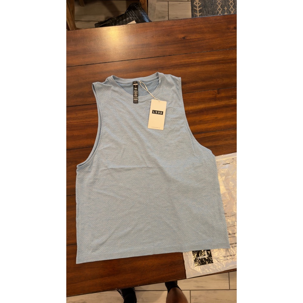 LSKD AeroFLX+ Seamless Muscle Tank Elemental Blue Ice Blue MATK00453 Mens XL NEW